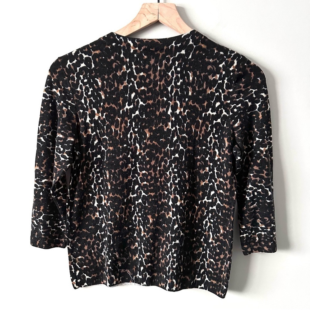 Talbots Women's Size M Petite Animal Print Merino Wool Sweater Leopard Cheetah - Picture 6 of 9